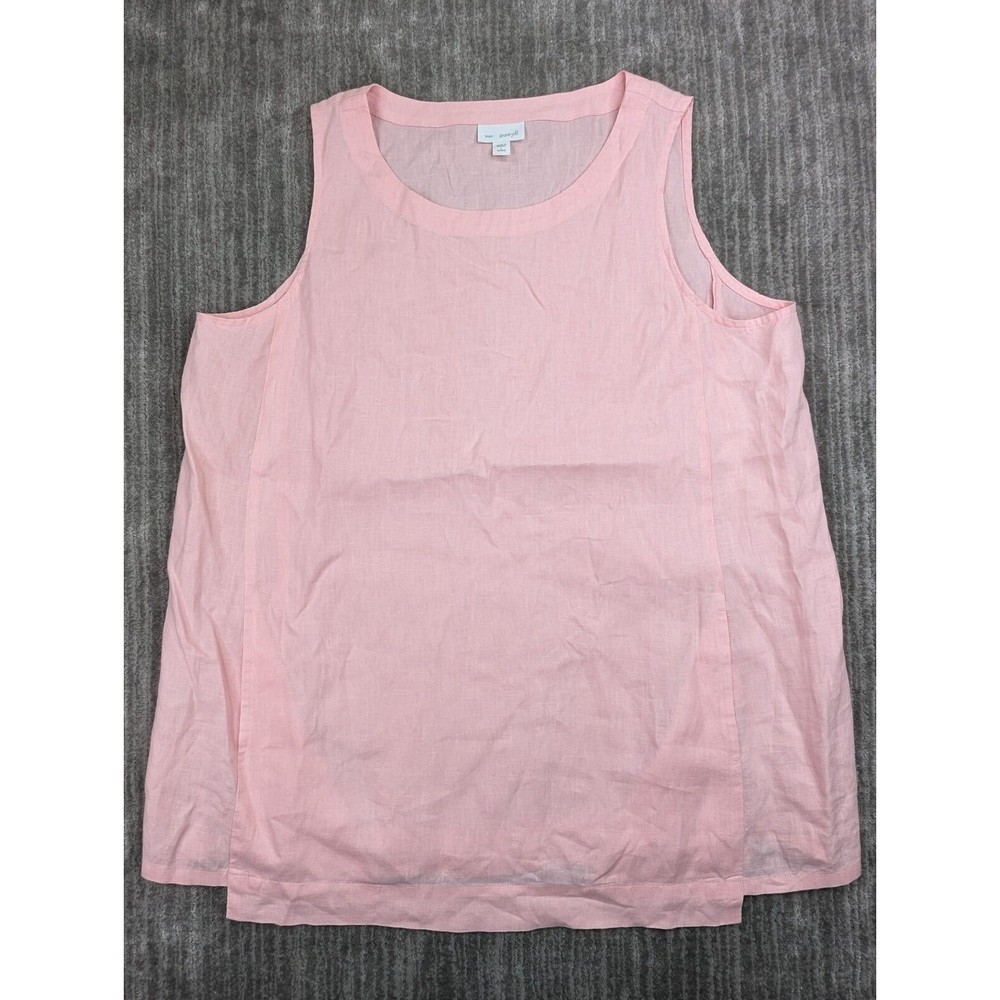 J Jill Dress Womens Large Petite Love Linen Shift Sleeveless Pink Coastal Beach